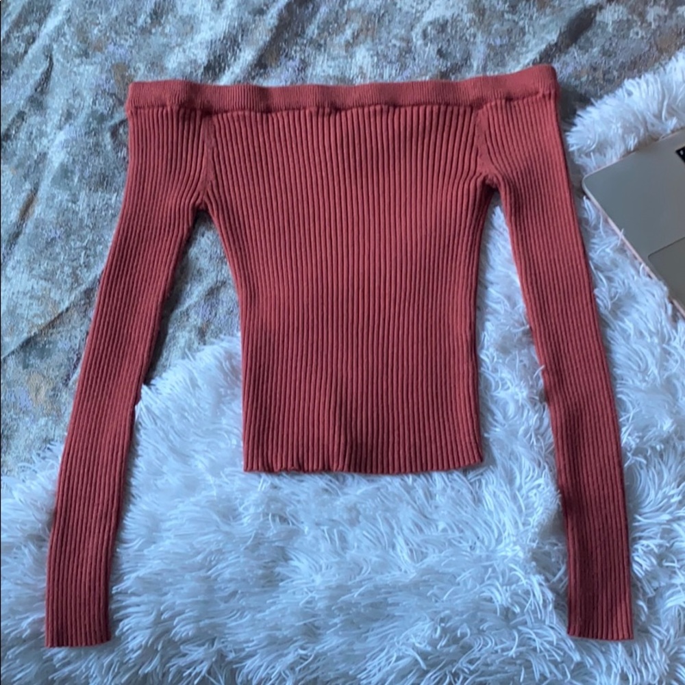 Orange forever 21 off shoulder top size medium